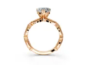 Solitaire Engagement Ring Setting for Heart-Shaped Center with Marquise Panel Band and Prong Head in Rose Gold