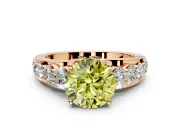 Solitaire Engagement Ring Setting for Fancy Yellow Round Cut Center with Graduated Shared Prongs and Prong Head in Rose Gold