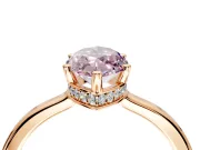 Hidden Halo Engagement Ring Setting for Fancy Pink Marquise Center with Wide Flat Plain Band and Prong Head in Rose Gold