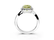 Starburst Halo Engagement Ring Setting for Fancy Yellow Princess Cut Center with Flat Cathedral Band and Prong Head in White Gold