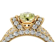 Pave Engagement Ring Setting for Fancy Yellow Pear-Shaped Center with Curved Accent Rows, Openwork and Prong Head in Yellow Gold