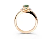 Paired Accent Engagement Ring Setting for Fancy Green Pear-Shaped Center with Pave Band and Prong Head in Rose Gold