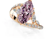 Solitaire Engagement Ring Setting for Fancy Pink Marquise Center with Pave Bypass Twist Band and Prong Head in Rose Gold