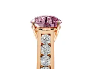 Solitaire Engagement Ring Setting for Fancy Pink Round Cut Center with Cathedral Channel Band and Prong Head in Rose Gold