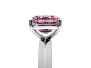 Solitaire Engagement Ring Setting for Fancy Pink Asscher Cut Center with Wide Knife Ridge Band and Prong Head in White Gold