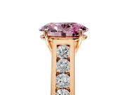 Solitaire Engagement Ring Setting for Fancy Pink Oval Center with Cathedral Channel Band and Prong Head in Rose Gold
