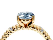 Rope Engagement Ring Setting for Fancy Blue Oval Center with Accent Shoulders and Prong Head in Yellow Gold