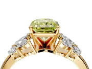 Leaf Cluster Engagement Ring Setting for Fancy Yellow Radiant Cut Center with Marquise Accents and Prong Head in Yellow Gold