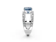 Solitaire Engagement Ring Setting for Fancy Blue Princess Cut Center with Wide-Open Split Shank and Prong Head in Sterling Silver