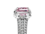 Solitaire Engagement Ring Setting for Fancy Pink Princess Cut Center with Accented Split Shank and Prong Head in Sterling Silver