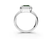 Solitaire Engagement Ring Setting for Fancy Green Asscher Cut Center with Wide Band and Bezel Head in White Gold