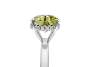 Solitaire Engagement Ring Setting for Fancy Yellow Round Cut Center with Fine Wire Band and Prong Head in Platinum