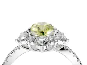 Floral Halo Engagement Ring Setting for Fancy Yellow Pear-Shaped Center with Pave Accents and Prong Head in Sterling Silver