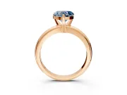 Solitaire Engagement Ring Setting for Fancy Blue Heart-Shaped Center with Wire Band and Prong Head in Rose Gold