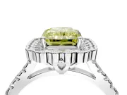Milgrain Floral Halo Engagement Ring Setting for Fancy Yellow Radiant Cut Center with Pave Band and Prong Head in Sterling Silver