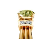Solitaire Engagement Ring Setting for Fancy Yellow Round Cut Center with Grooved Bar Accent Band and Prong Head in Yellow Gold