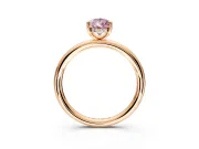 Hidden Halo Engagement Ring Setting for Fancy Pink Pear-Shaped Center with Thin Rounded Band and Prong Head in Rose Gold
