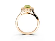 Milgrain Floral Halo Engagement Ring Setting for Fancy Yellow Radiant Cut Center with Pave Band and Prong Head in Rose Gold