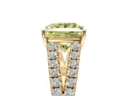 Solitaire Engagement Ring Setting for Fancy Yellow Princess Cut Center with Pave Split Shank and Prong Head in Yellow Gold