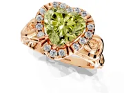 Halo Engagement Ring Setting for Fancy Yellow Heart-Shaped Center with Open Scroll Shoulders and Prong Head in Rose Gold
