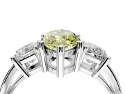 3 Stone Engagement Ring Setting for Fancy Yellow Marquise Center with Matching Side Accents and Prong Head in Platinum