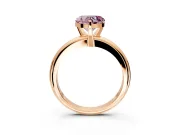 Solitaire Engagement Ring Setting for Fancy Pink Heart-Shaped Center with Wire Band and Prong Head in Rose Gold