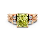 Solitaire Engagement Ring Setting for Fancy Yellow Radiant Cut Center with Grooved Bar Accent Band and Prong Head in Rose Gold