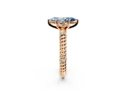 Rope Engagement Ring Setting for Fancy Blue Marquise Center with Accent Shoulders and Prong Head in Rose Gold