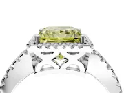 Accent Halo Engagement Ring Setting for Fancy Yellow Princess Cut Center with Full-Length Pave Band and Prong Head in Platinum