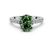 Solitaire Engagement Ring Setting for Fancy Green Oval Center with Crossover Accents and Prong Head in Platinum