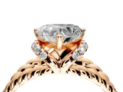 Halo Engagement Ring Setting for Heart-Shaped Center with Rope Twist Split Shank and Prong Head in Rose Gold