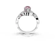 Halo Engagement Ring Setting for Fancy Pink Marquise Center with Pave Infinity Twist Band and Prong Head in White Gold