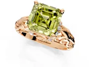 Solitaire Engagement Ring Setting for Fancy Yellow Asscher Cut Center with Filigree Accent Basket and Prong Head in Rose Gold