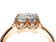 Floral Frame Engagement Ring Setting for Princess Cut Center with Accent Clusters and Prong Head in Rose Gold