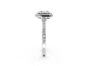 Halo Engagement Ring Setting for Asscher Cut Center with Pave Accents, Heart Basket and Prong Head in Platinum