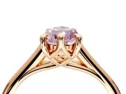 Solitaire Engagement Ring Setting for Fancy Pink Pear-Shaped Center with Cathedral Band and Prong Head in Rose Gold