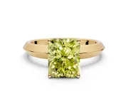 Solitaire Engagement Ring Setting for Fancy Yellow Radiant Cut Center with Wide Knife Ridge Band and Prong Head in Yellow Gold