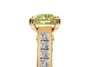 Solitaire Engagement Ring Setting for Fancy Yellow Princess Cut Center with Channel Band and Double Claw Prong Head in Yellow Gold