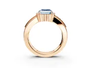 Halo Engagement Ring Setting for Fancy Blue Asscher Cut Center with Wide Band, Inlaid Accent Row and Prong Head in Rose Gold