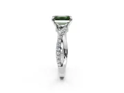 Solitaire Engagement Ring Setting for Fancy Green Emerald Cut Center with Half-Pave Crossover Band and Prong Head in Platinum