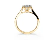Solitaire Engagement Ring Setting for Heart-Shaped Center with Tapered Shoulders and Prong Head in Yellow Gold