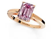 Solitaire Engagement Ring Setting for Fancy Pink Emerald Cut Center with Flat-Sided Plain Band and Prong Head in Rose Gold