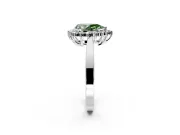 Starburst Halo Engagement Ring Setting for Fancy Green Pear-Shaped Center with Flat Cathedral Band and Prong Head in Platinum
