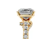 Solitaire Engagement Ring Setting for Asscher Cut Center with Crossover Accents and Prong Head in Yellow Gold