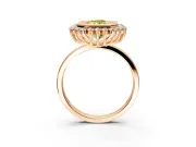 Halo Engagement Ring Setting for Fancy Yellow Radiant Cut Center with Milgrain Bezel Rim, Plain Band and Prong Head in Rose Gold