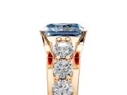 Solitaire Engagement Ring Setting for Fancy Blue Radiant Cut Center with Graduated Shared Prongs and Prong Head in Rose Gold