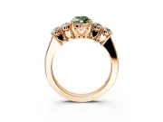 5 Stone Engagement Ring Setting for Fancy Green Marquise Center with Equal Close-Set Accents and Prong Head in Rose Gold