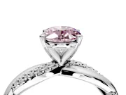 Solitaire Engagement Ring Setting for Fancy Pink Oval Center with Pave and Plain Crossover and Basket Head in Platinum