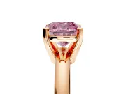 Solitaire Engagement Ring Setting for Fancy Pink Cushion Cut Center with Wire Band and Prong Head in Rose Gold