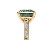 Solitaire Engagement Ring Setting for Fancy Green Princess Cut Center with Channel Accents and Prong Head in Yellow Gold